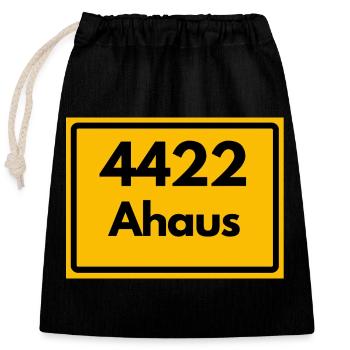 OLD POSTCODE 4422 ZIP 48683 AHAUS NRW - Closable cotton gift bag (25x30cm) - black - Front