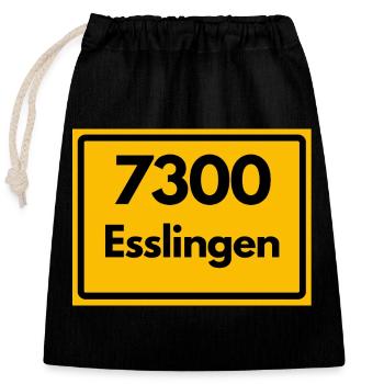 ALTE POSTLEITZAHL 7300 PLZ 73728 ESSLINGEN BAWÜ BW - Verschließbarer Geschenkbeutel aus Baumwolle (25x30cm) - Schwarz - Vorne