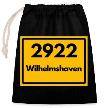 ALTE POSTLEITZAHL 2922 PLZ 26382 WILHELMSHAVEN  - Verschließbarer Geschenkbeutel aus Baumwolle (25x30cm) - Schwarz - Vorne