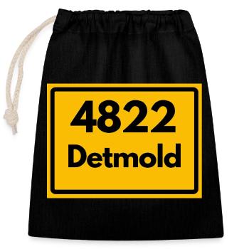 ALTE POSTLEITZAHL 4822 PLZ 32756 DETMOLD NRW - Verschließbarer Geschenkbeutel aus Baumwolle (25x30cm) - Schwarz - Vorne