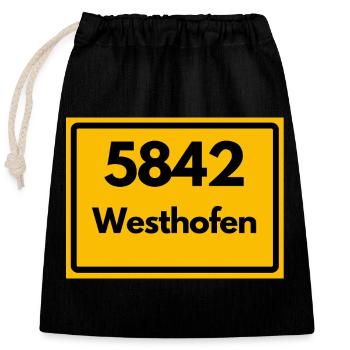 OLD POSTCODE 5842 ZIP 58239 WESTHOFEN NRW - Closable cotton gift bag (25x30cm) - black - Front