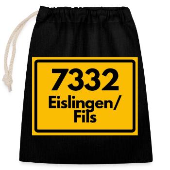 OLD POSTCODE 7332 ZIP 73054 EISLINGEN FILS - Closable cotton gift bag (25x30cm) - black - Front