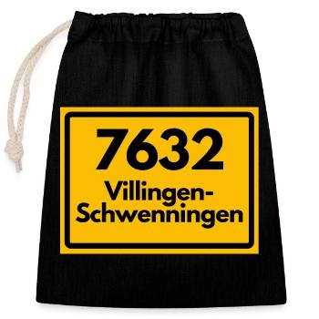 ALTE POSTLEITZAHL 7632 PLZ VILLINGEN SCHWENNINGEN - Verschließbarer Geschenkbeutel aus Baumwolle (25x30cm) - Schwarz - Vorne