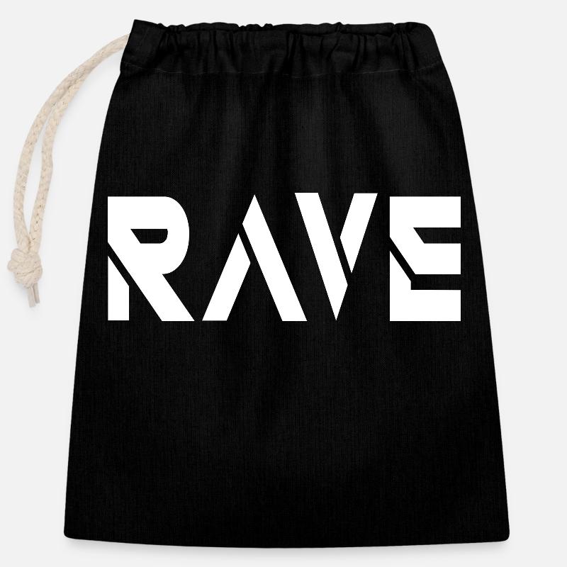 rave - Sac cadeau en coton avec cordon (25 x 30 cm) - noir