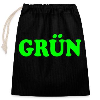 Grün - Verschließbarer Geschenkbeutel aus Baumwolle (25x30cm) - Schwarz - Vorne
