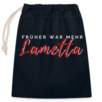 Weihnachtspullover - Früher war mehr Lametta - Verschließbarer Geschenkbeutel aus Baumwolle (25x30cm) - Navy - Vorne
