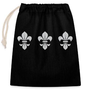 Fleur de Lys / 3 - Sac cadeau en coton avec cordon (25 x 30 cm) - noir - Devant