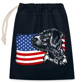 German Wirehair America Flag Dogs Wilsigns - Sac cadeau en coton avec cordon (25 x 30 cm) - bleu marine - Devant