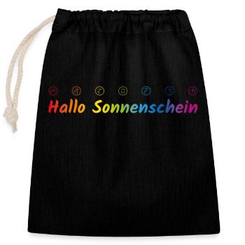 hallo Sonnenschein - Verschließbarer Geschenkbeutel aus Baumwolle (25x30cm) - Schwarz - Vorne