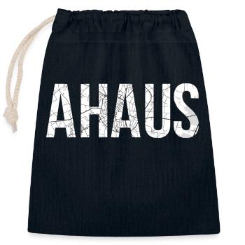 Ahaus Stadtplan Schriftzug - Verschließbarer Geschenkbeutel aus Baumwolle (25x30cm) - Navy - Vorne