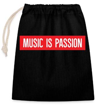 Music is passion - Verschließbarer Geschenkbeutel aus Baumwolle (25x30cm) - Schwarz - Vorne