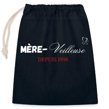 Mère veilleuse depuis 1998 - Sac cadeau en coton avec cordon (25 x 30 cm) - bleu marine - Devant