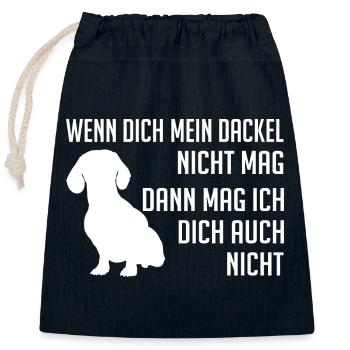 Wenn Dich mein Dackel nicht mag - Verschließbarer Geschenkbeutel aus Baumwolle (25x30cm) - Navy - Vorne
