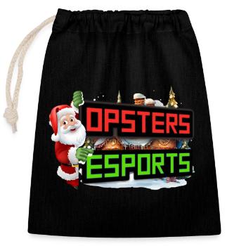Opsters eSports Christmas Logo - Closable cotton gift bag (25x30cm) - black - Front