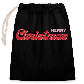 Merry Christmas Schriftzug - Verschließbarer Geschenkbeutel aus Baumwolle (25x30cm) - Schwarz - Vorne