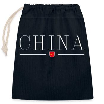 J’aime la Chine - Sac cadeau en coton avec cordon (25 x 30 cm) - bleu marine - Devant