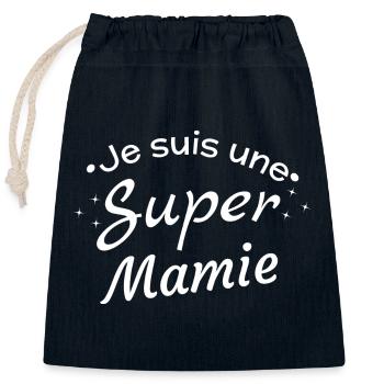 Fierté Mamie Super-Héroïne - Sac cadeau en coton avec cordon (25 x 30 cm) - bleu marine - Devant