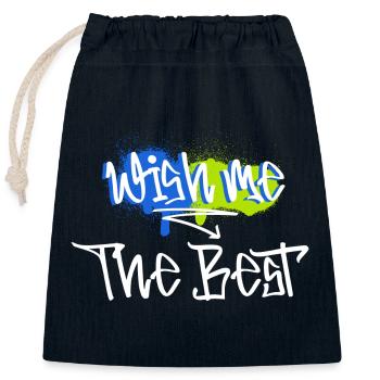 Wish me the Best motivation message - Sac cadeau en coton avec cordon (25 x 30 cm) - bleu marine - Devant