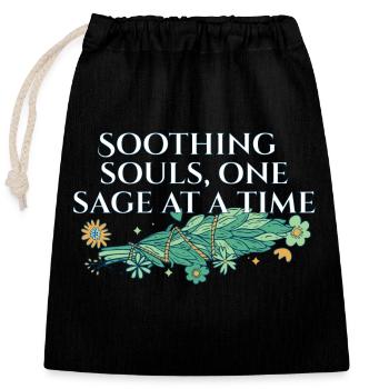 Soothing Souls One Sage At A Time Smudge Sticks - Closable cotton gift bag (25x30cm) - black - Front