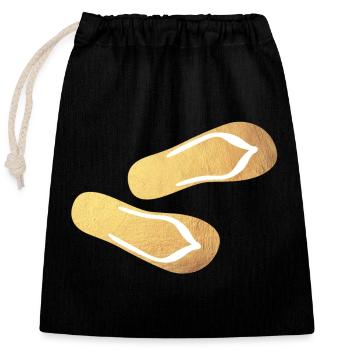 Slippers Flip Flops Gold Glamping Luxury Beach - Closable cotton gift bag (25x30cm) - black - Front