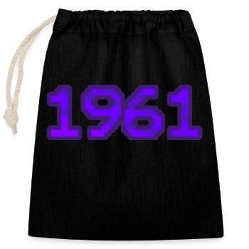 1961 1961 - Closable cotton gift bag (25x30cm) - black - Front