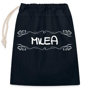 Milea comme nom - Sac cadeau en coton avec cordon (25 x 30 cm) - bleu marine - Devant