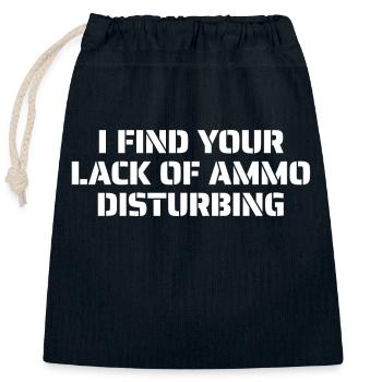 Humor for gun enthusiasts – Ammo Disturbing - Closable cotton gift bag (25x30cm) - navy - Front