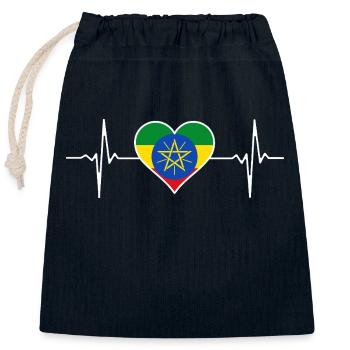 Äthiopien Flagge Herzschlag - Verschließbarer Geschenkbeutel aus Baumwolle (25x30cm) - Navy - Vorne
