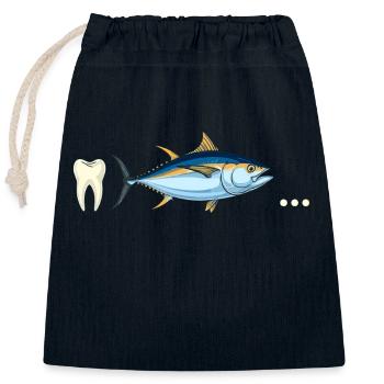 Thunfisch-Zahn ... - Verschließbarer Geschenkbeutel aus Baumwolle (25x30cm) - Navy - Vorne