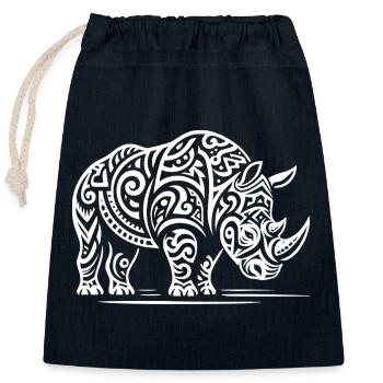 Rhinocéros tribal - Sac cadeau en coton avec cordon (25 x 30 cm) - bleu marine - Devant