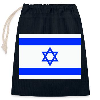 Drapeau d’Israël Drapeau Armoiries Etoile de David Jerusalen - Sac cadeau en coton avec cordon (25 x 30 cm) - bleu marine - Devant