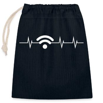 Le WiFi est ma bouée de sauvetage - Sac cadeau en coton avec cordon (25 x 30 cm) - bleu marine - Devant
