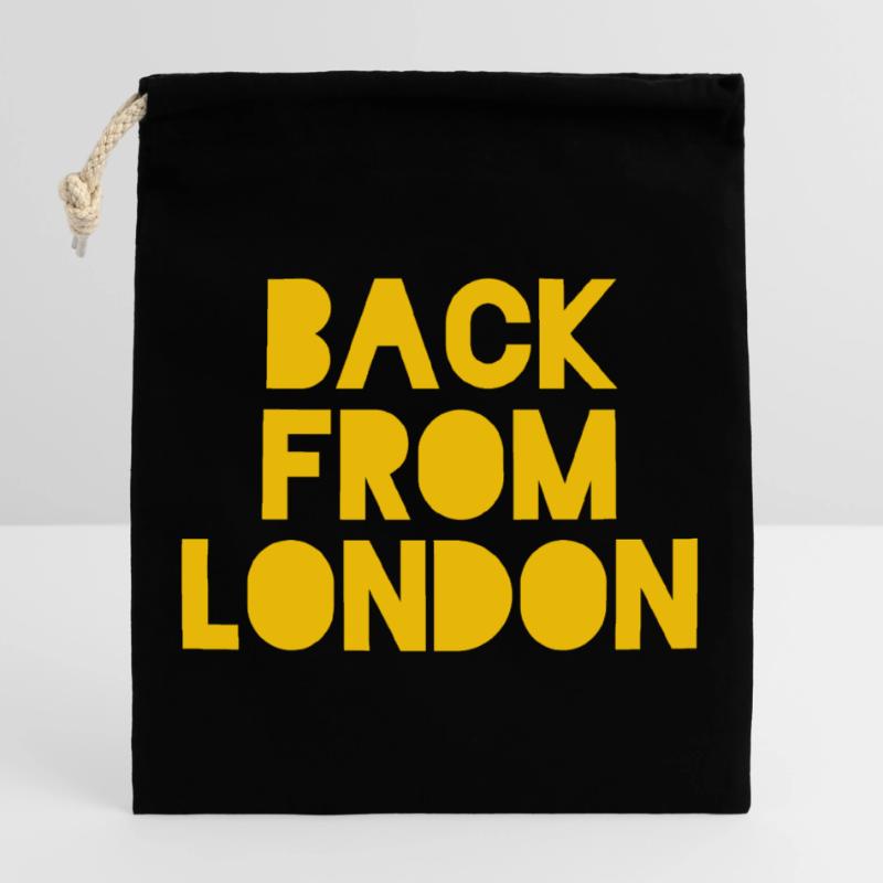 Retour à la conception du skyline de Londres Sac cadeau en coton avec cordon (25 x 30 cm)