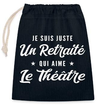 Retired Theater Enthusiast - Closable cotton gift bag (25x30cm) - navy - Front