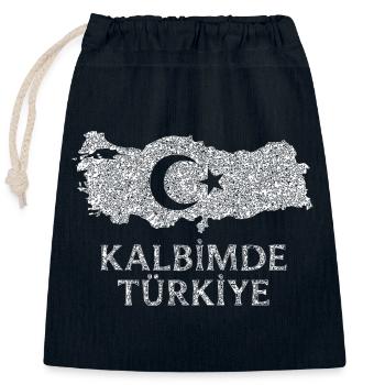 Kalbimde Drapeau de la Turquie - Sac cadeau en coton avec cordon (25 x 30 cm) - bleu marine - Devant