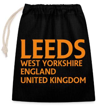 Leeds – England Lyrics Design - Closable cotton gift bag (25x30cm) - black - Front