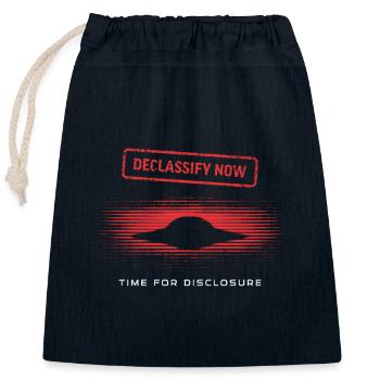 Declassify Now – Zeit für UFO-Offenlegung - Verschließbarer Geschenkbeutel aus Baumwolle (25x30cm) - Navy - Vorne