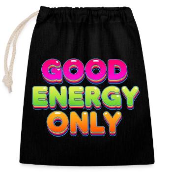 Good Energy Buntes Retro Statement Design - Verschließbarer Geschenkbeutel aus Baumwolle (25x30cm) - Schwarz - Vorne