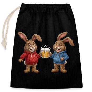 Fête de lapins de bière de Pâques Festons Santé Pâques - Sac cadeau en coton avec cordon (25 x 30 cm) - noir - Devant