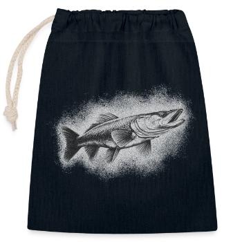 Pike Angler - Closable cotton gift bag (25x30cm) - navy - Front