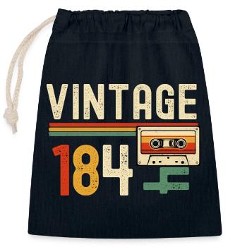 Vintage 84 Rainbow Kassette - Verschließbarer Geschenkbeutel aus Baumwolle (25x30cm) - Navy - Vorne