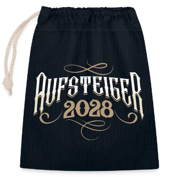 Promoted 2028 - Closable cotton gift bag (25x30cm) - navy - Front