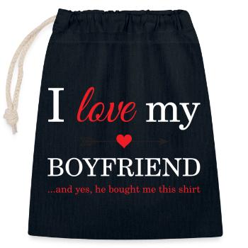 I Love My Boyfriend - Closable cotton gift bag (25x30cm) - navy - Front