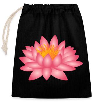 Yoga Lotusblume - Verschließbarer Geschenkbeutel aus Baumwolle (25x30cm) - Schwarz - Vorne