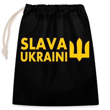 Slava ukraini - Sac cadeau en coton avec cordon (25 x 30 cm) - noir - Devant