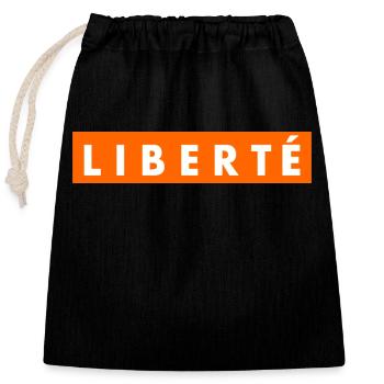 Liberté - Sac cadeau en coton avec cordon (25 x 30 cm) - noir - Devant