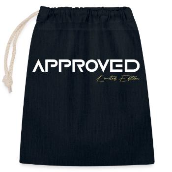 Approved white - Verschließbarer Geschenkbeutel aus Baumwolle (25x30cm) - Navy - Vorne