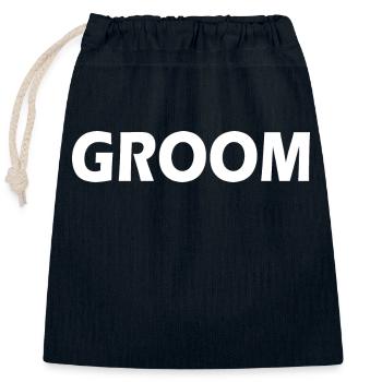Groom - Sac cadeau en coton avec cordon (25 x 30 cm) - bleu marine - Devant
