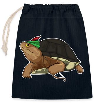 Arc de tortue Archer - Sac cadeau en coton avec cordon (25 x 30 cm) - bleu marine - Devant
