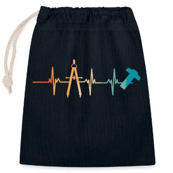 Heartbeat Architect - Closable cotton gift bag (25x30cm) - navy - Front